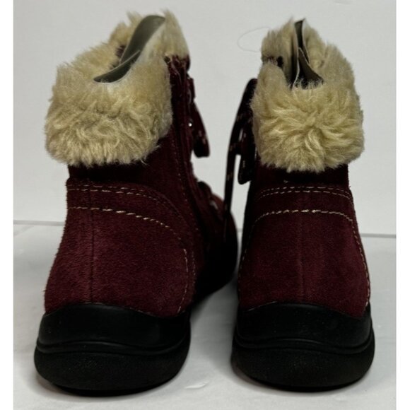 Earth Origins Womens Crowley Ankle Boots Water Repellant Suede Faux Fur Merlot 7 - Picture 10 of 14